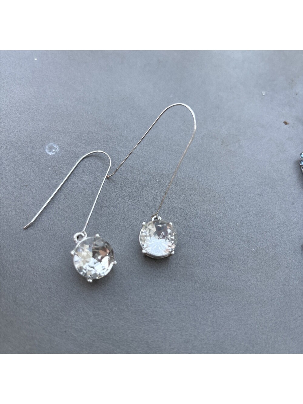 Kenneth Cole Silver Tone w/Pave Disc Drop Earrings